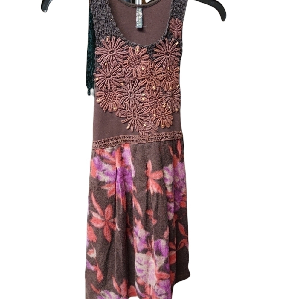 Free People embroidery floral boho dress ties in back xs